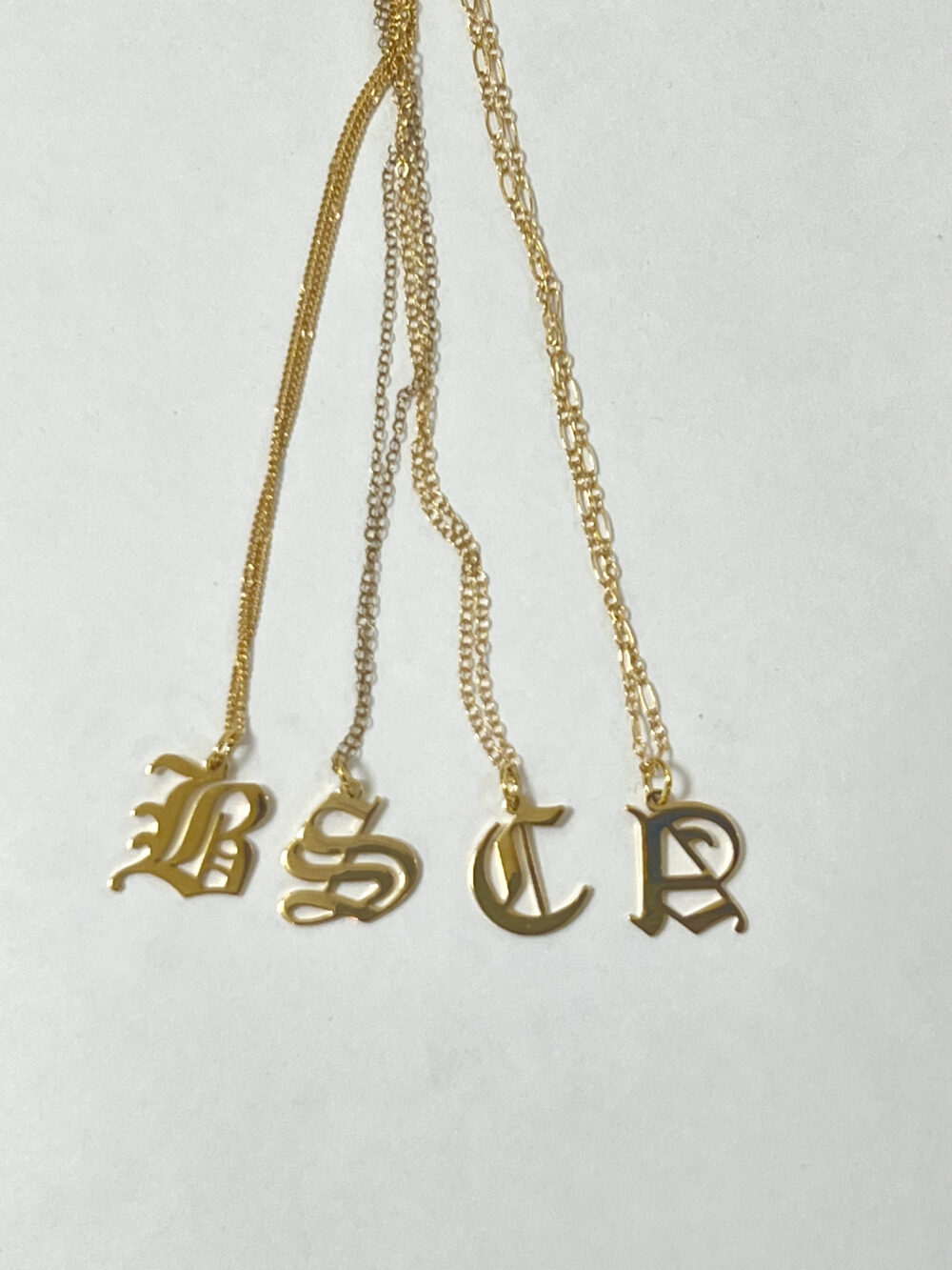 Old English Scroll Initial Necklace