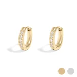 gold pavé huggie earrings