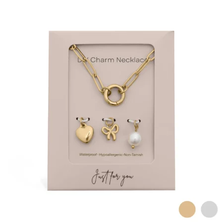 Bow Charm Holder Necklace Gift Set