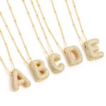 Pavé Bubble Letter Pendant Necklace