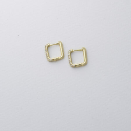rectangle huggie hoop earrings with mini pavé rhinestones