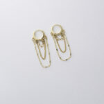 Stainless steel huggie earrings with gold filled chains