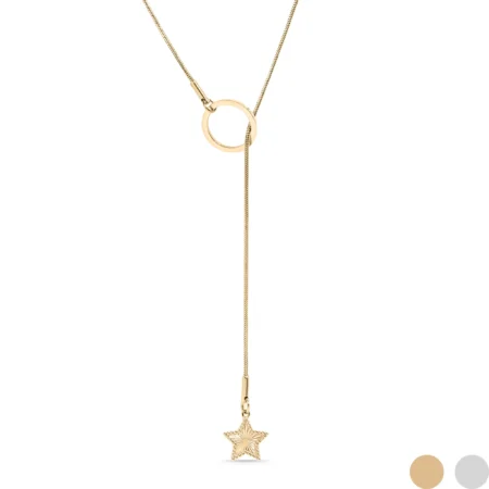 18K Gold PVD Stainless Steel Layered Lariat Necklace With Star