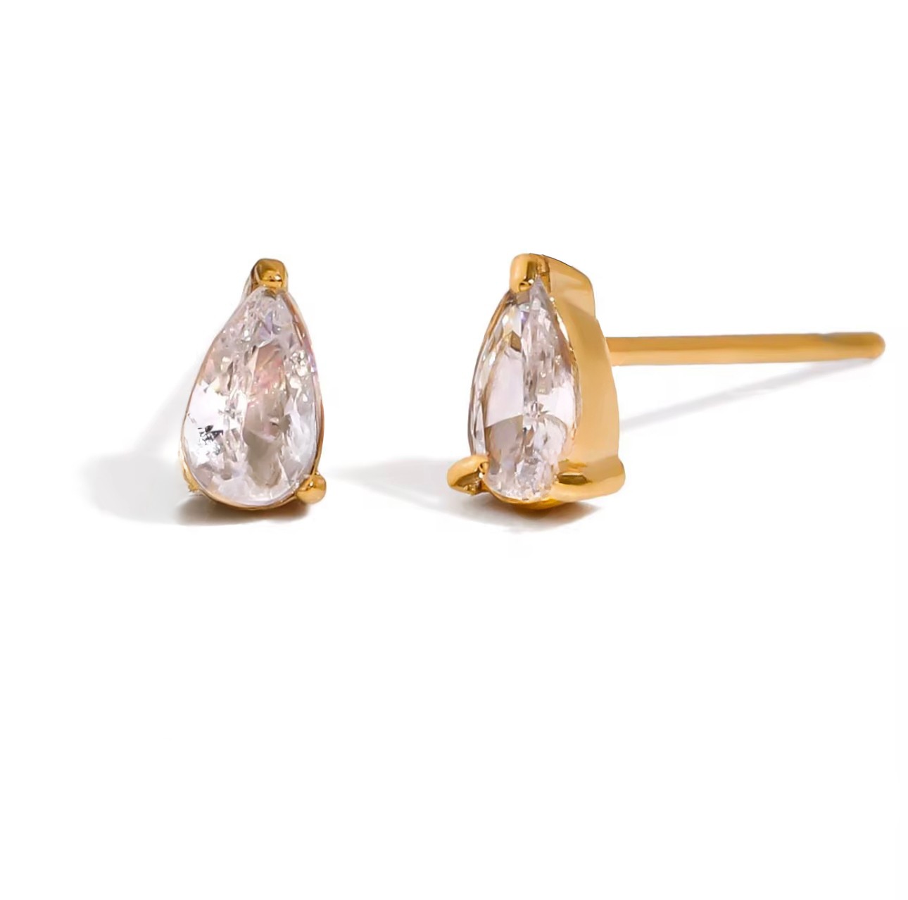 18k Pear Shaped CZ Stud