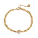 18K Purple Heart Bead Bracelet