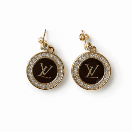 Reworked Louis Vuitton Black Monogram Drop Earrings