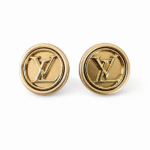 reworked Louis vuitton button earrings