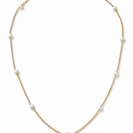 freshwater pearls on a gold chain