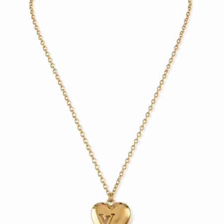 Repurposed Gold Louis Vuitton Monogram Heart Purse Charm Pendant Necklace