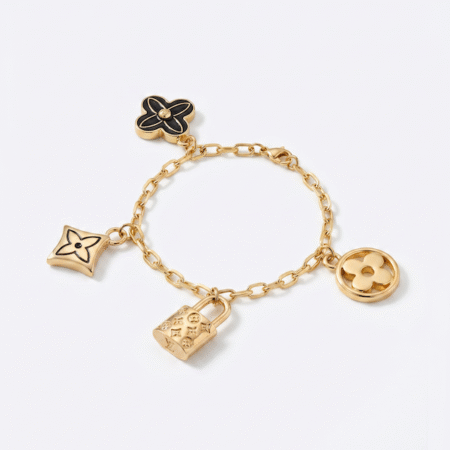Reworked Louis Vuitton Fluer De Monogram Charm Bracelet